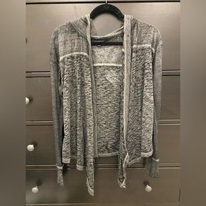 Grey, long sleeve, hooded sweater. Size medium.